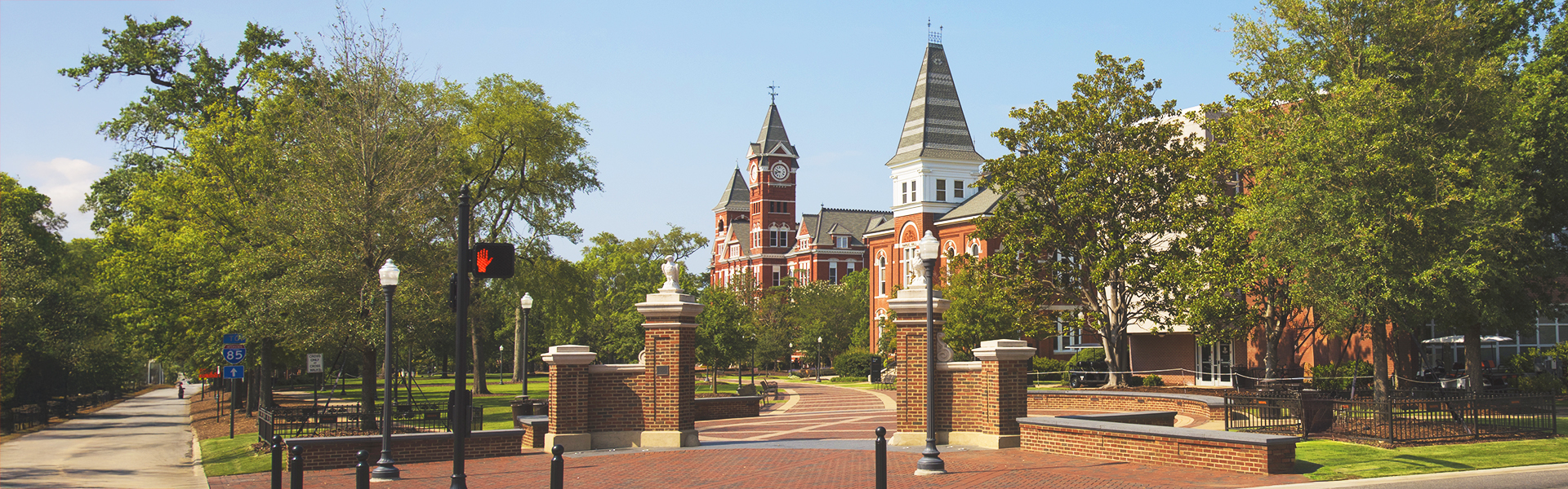 view of Hargis Hall from Toomer's Corner