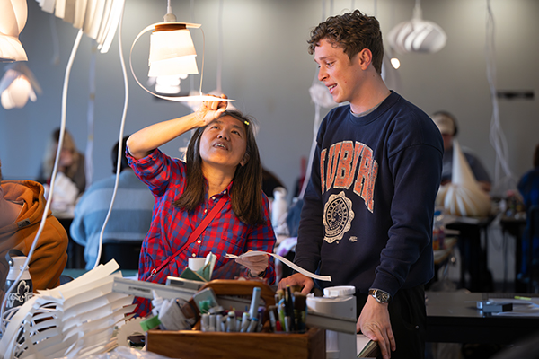 students working in industrial design studio